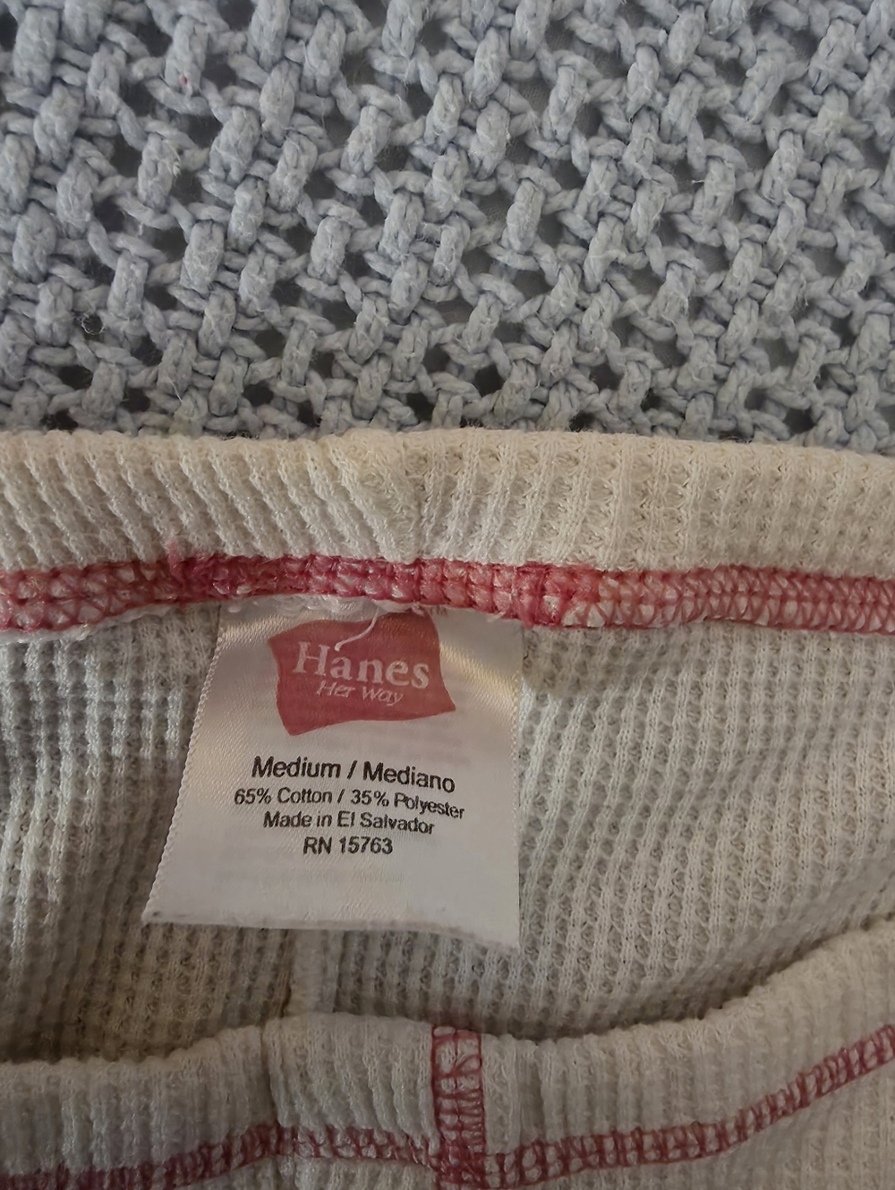 Vintage Hanes 1990s 2000s Y2k Pink Stitching White Thermal Pants View 6